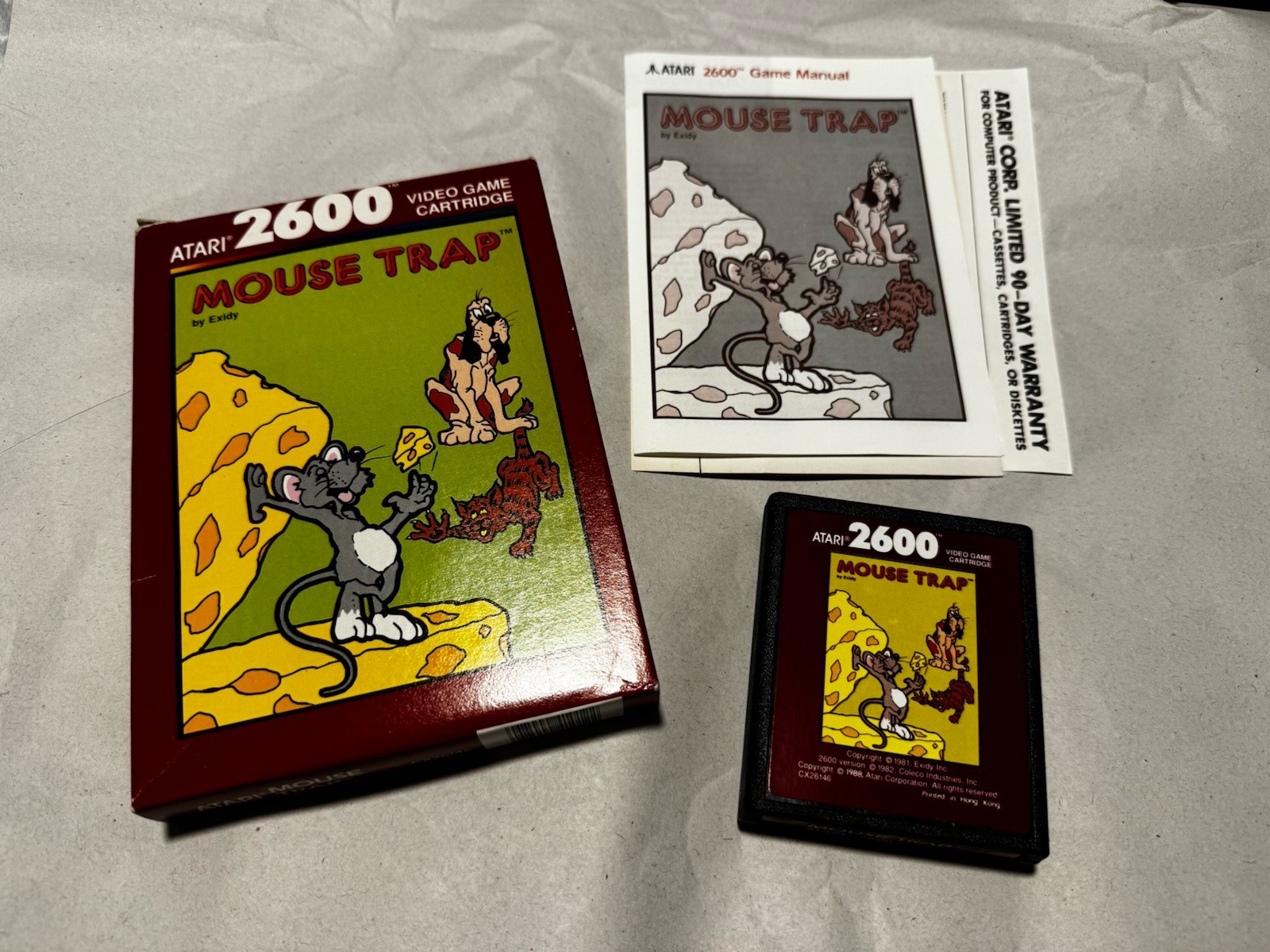 Atari 2600 Mouse Trap Complete CIB w/ Box, Manual, & Warranty Card – Tested