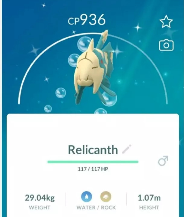 – Shiny Relicanth – P T C – 80k stardust
