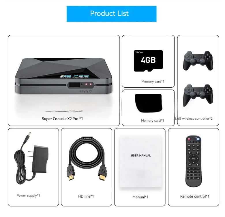 X2-Pro Super Console Retro Game Set Top Box 64GB 128GB 256GB Emuelec Android 9
