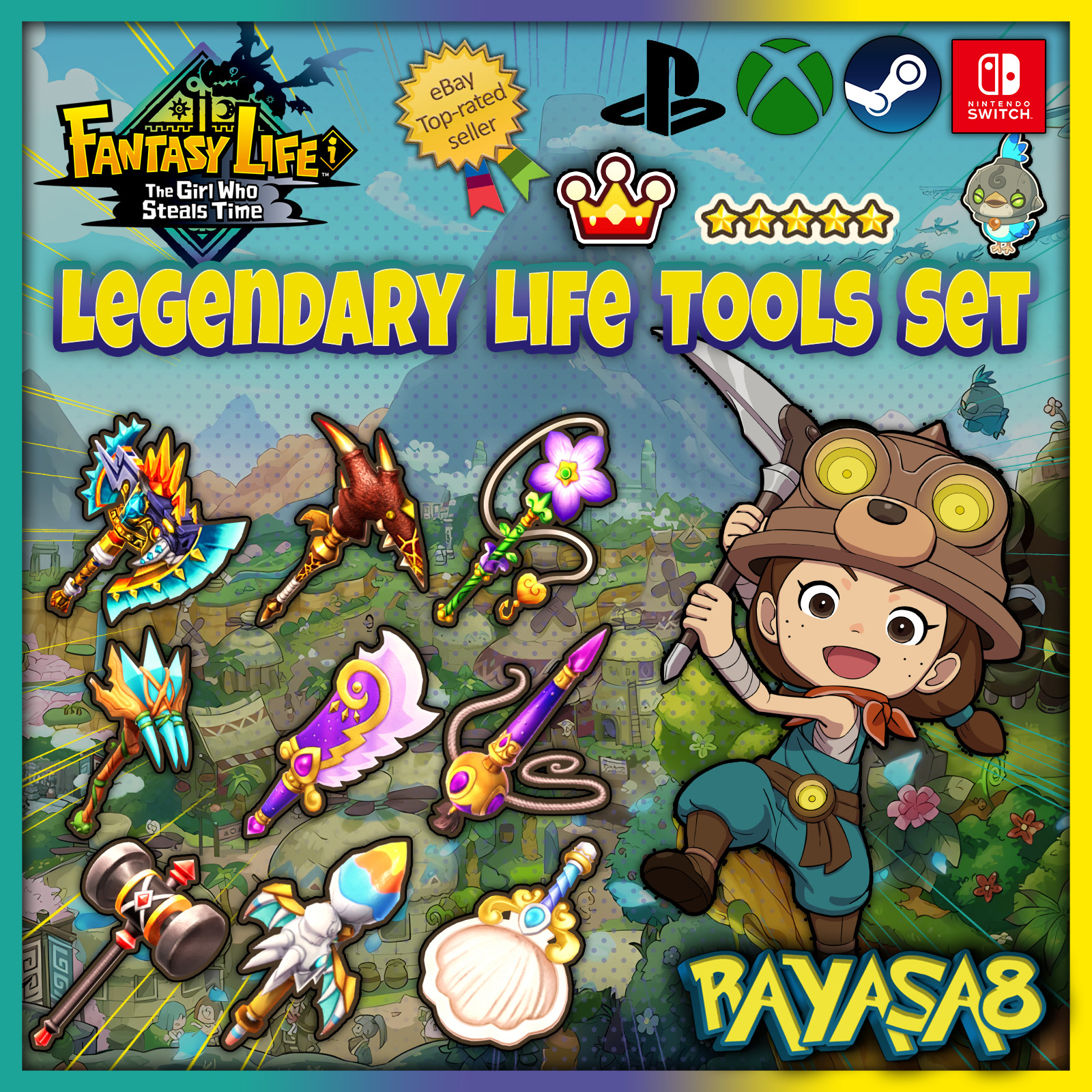 🛠️ Legendary Life Tools Set (All 9) – Fast Delivery – Fantasy Life i