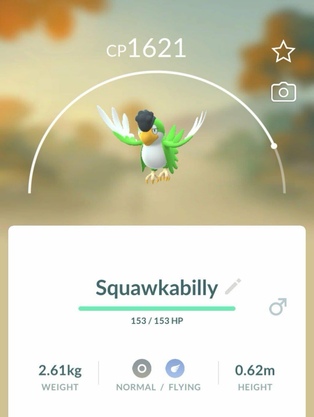 Pokemon Trade Go – squawkabilly green (Eastern) regional exclusive