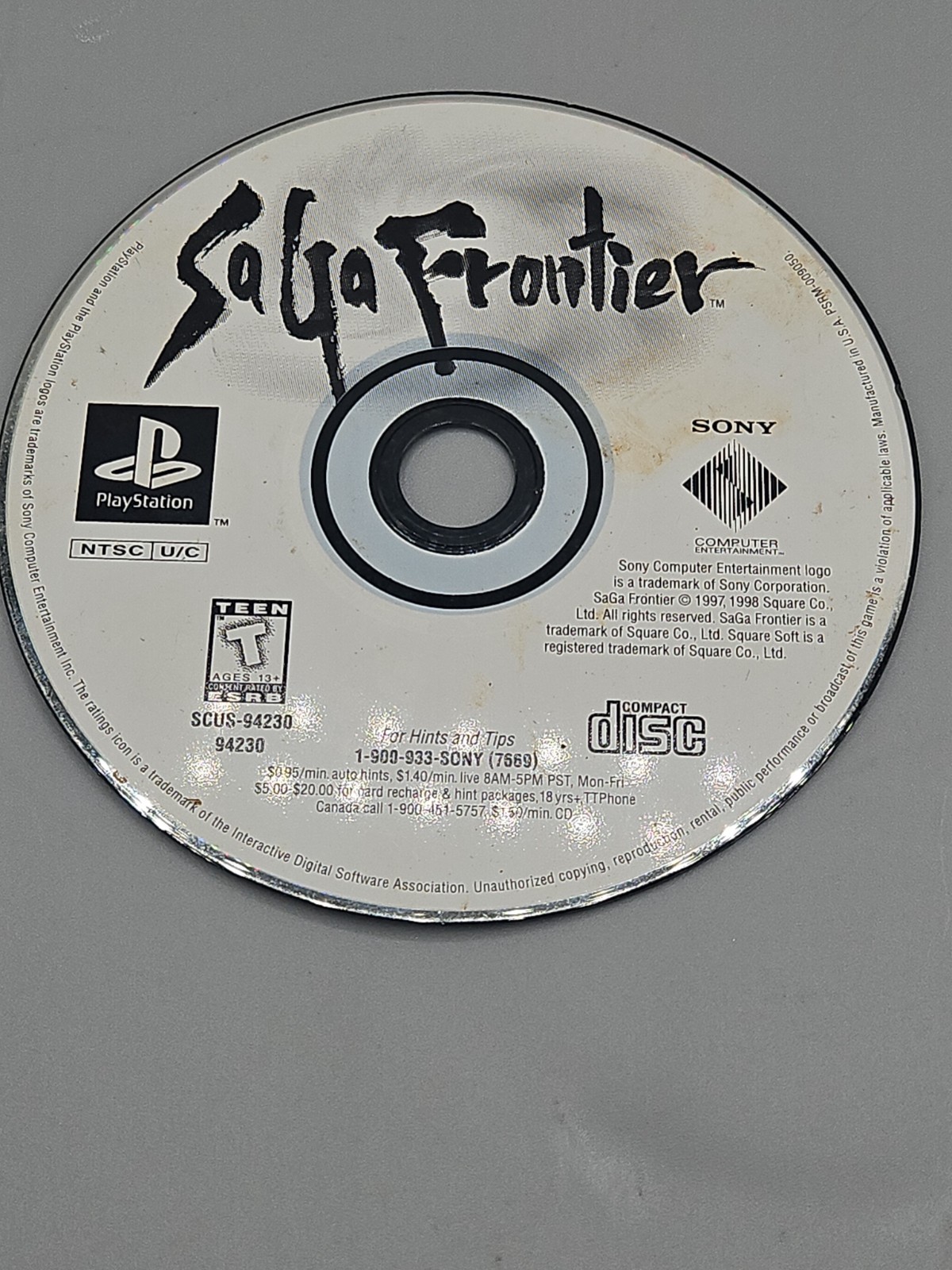 SaGa Frontier (Sony PlayStation 1, 1998) disc only