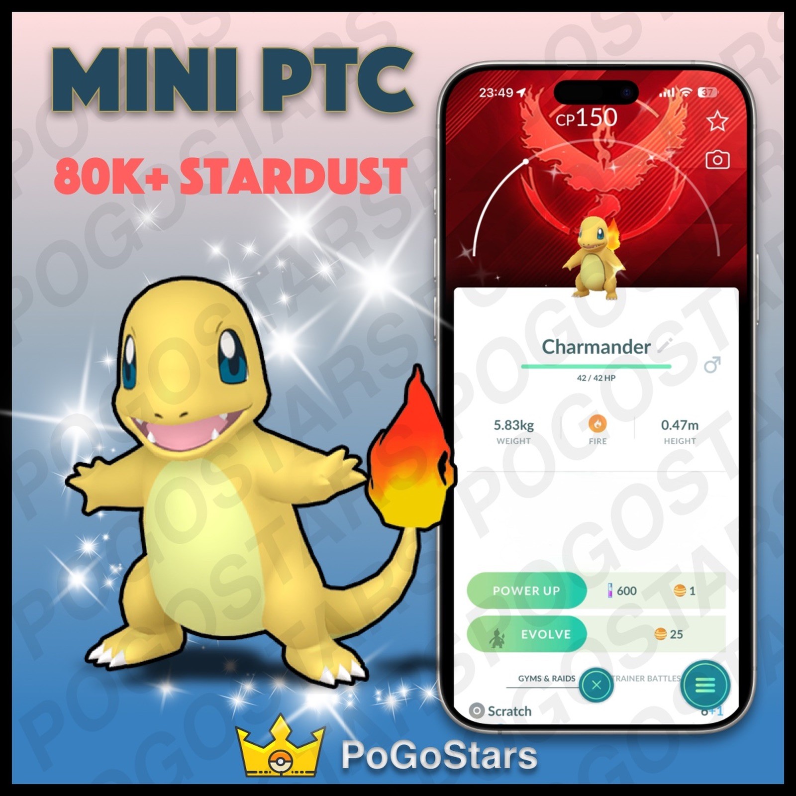 Pokémon PTC Go – Shiny Charmander – Team Valor✨Special Background✨