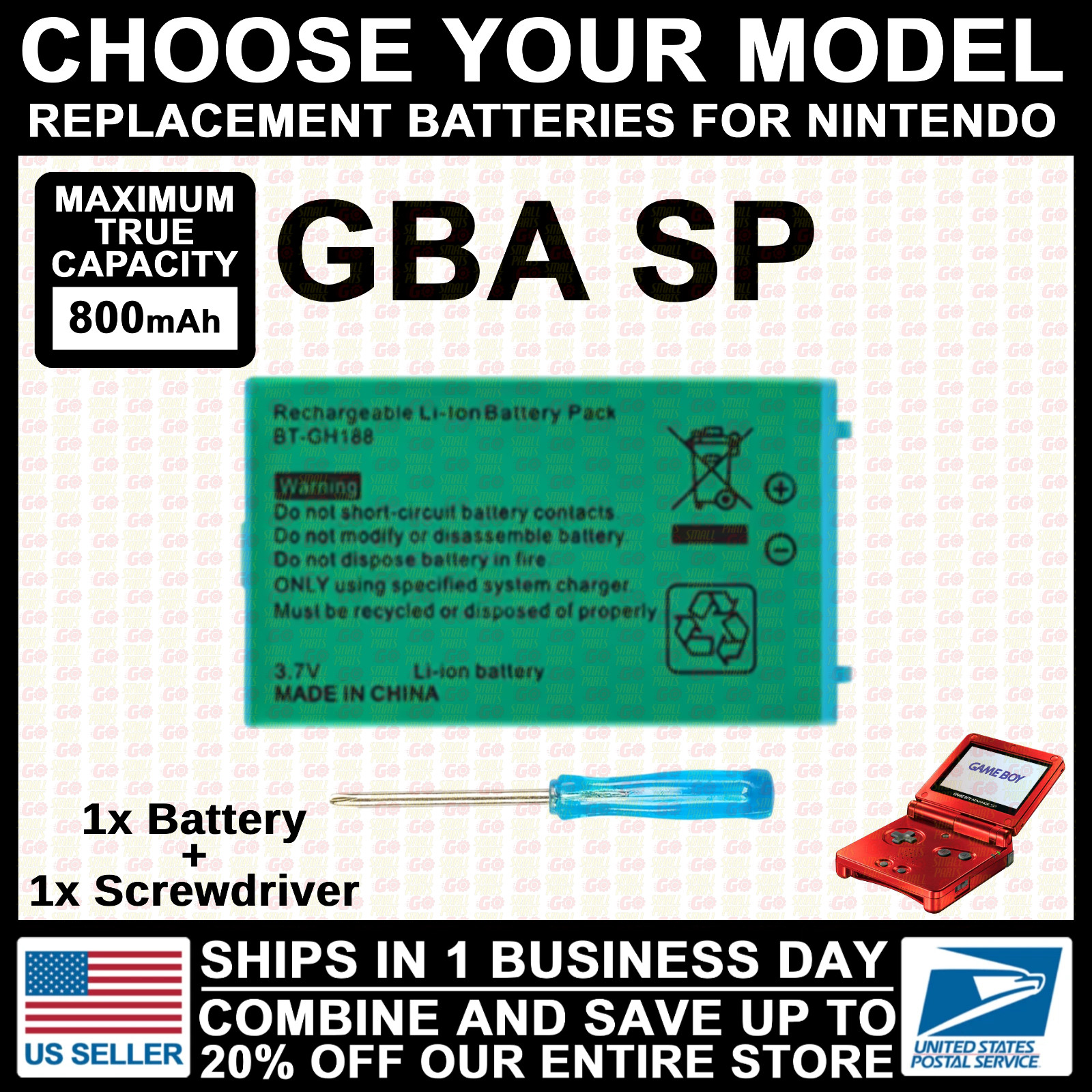Replacement Rechargeable Battery for Nintendo New/3DS/2DS/DSi/DS/Lite/XL/GBA SP
