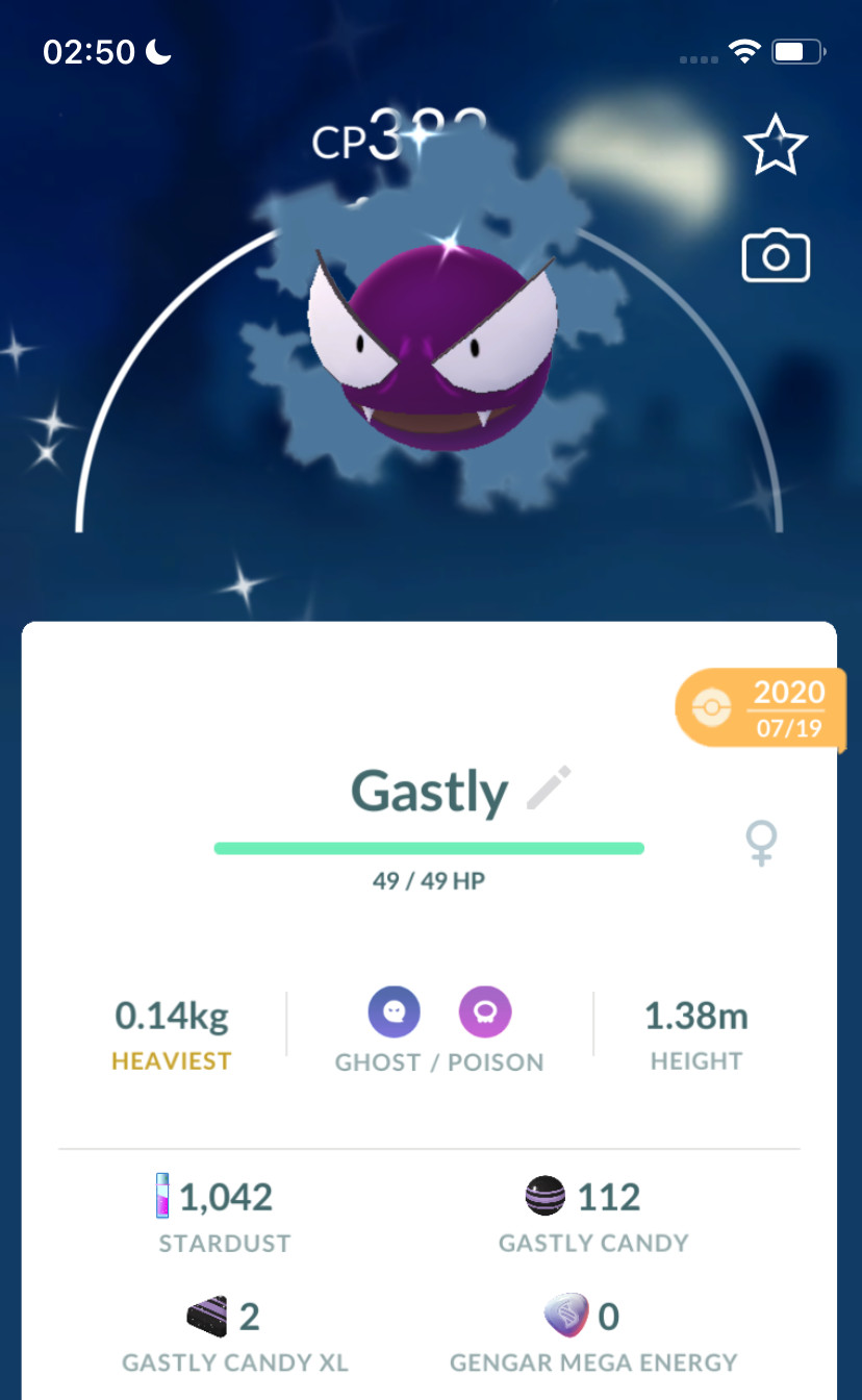 Shiny Gastly (2020) ! Registered or Unregistered ! Guaranteed Lucky !! Go