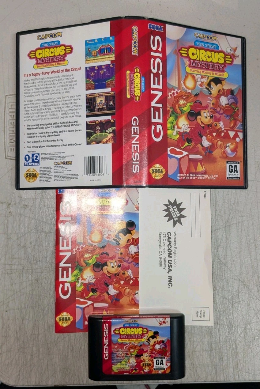 The Great Circus Mystery Starring Mickey & Minnie (SEGA GENESIS) CIB w/ Manual