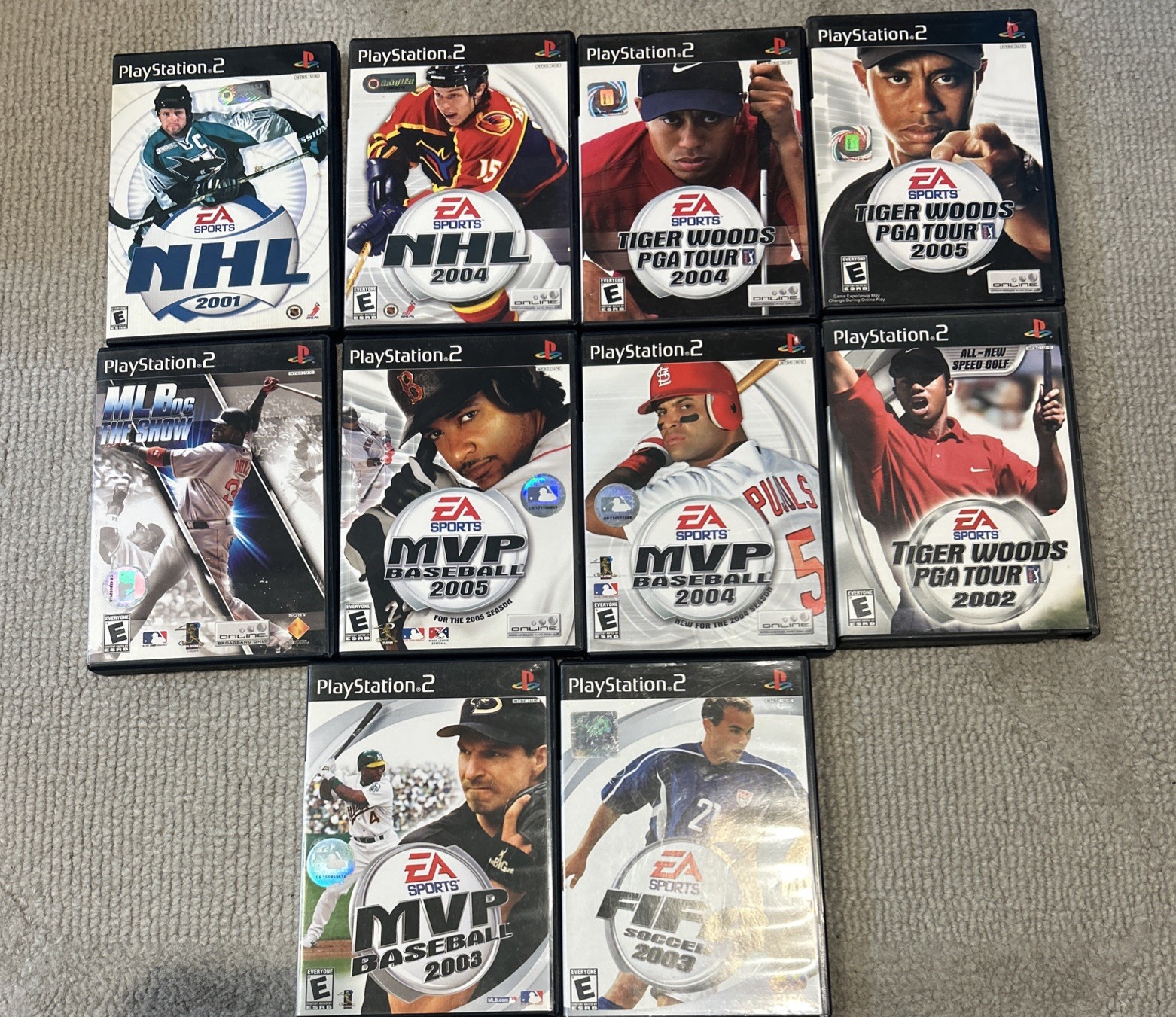 Lot of 10 Sony PlayStation 2 Ps2 Sports Games Tiger Woods FIFA NHL MLB