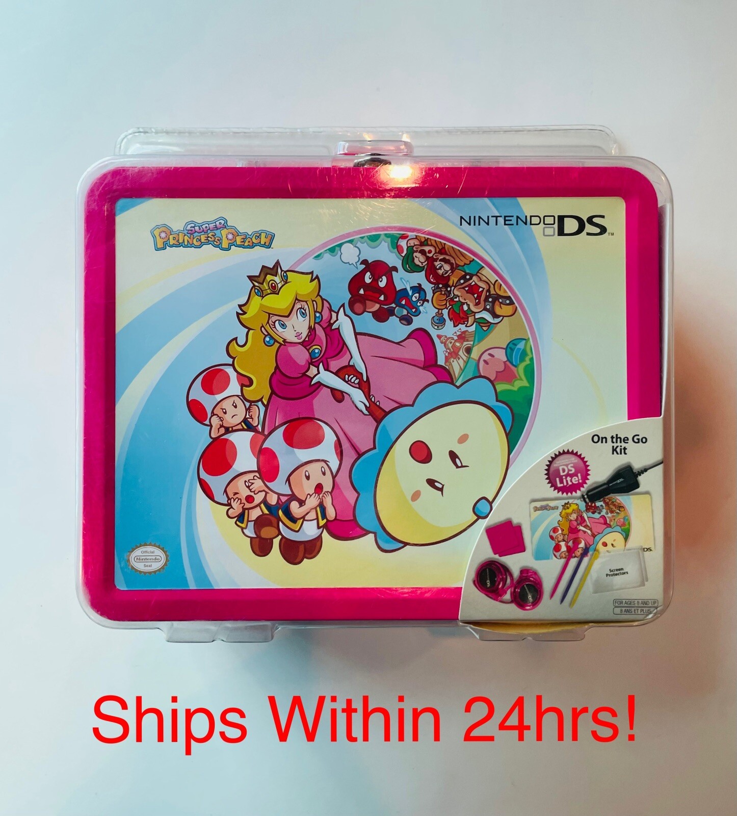 MINT NEW Collectors 2007 Super Princess Peach Nintendo DS Lite Kit Lunch box