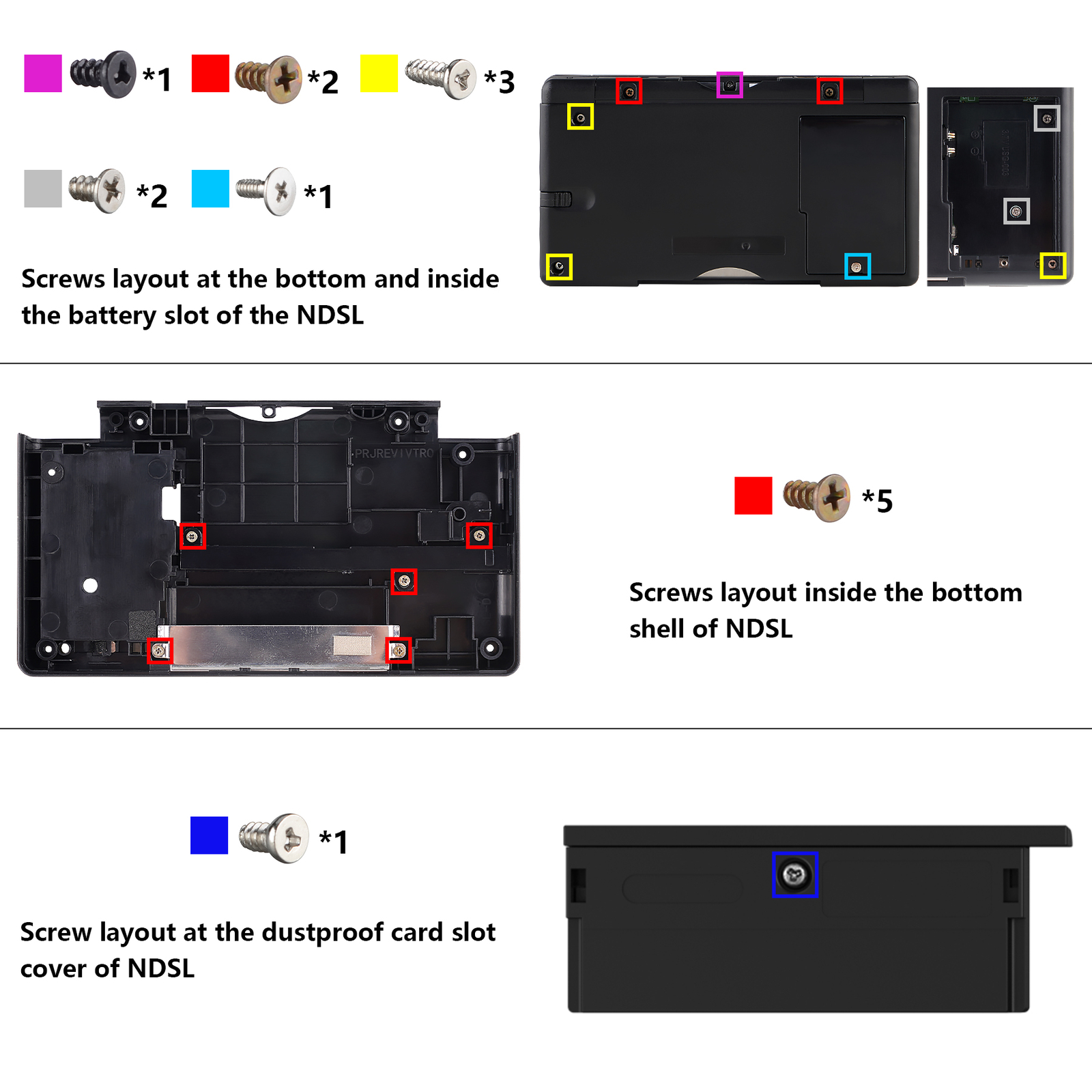 Full Replacement Housing Shell Screen Lens Clear Button For OEM Nintendo DS Lite