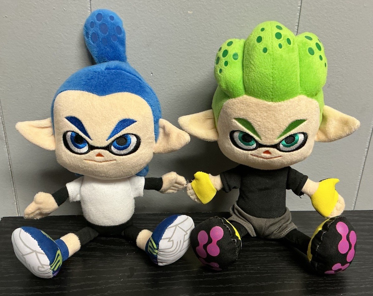 Splatoon Boy Inkling Blue & Green Plush Doll Sanei Little Buddy, Nintendo 2016