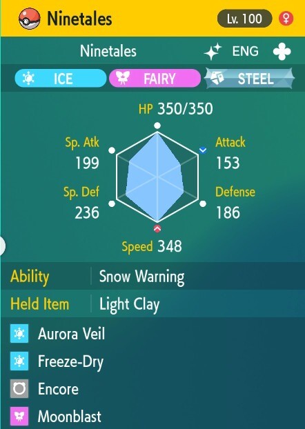 Pokemon Scarlet and Violet 6iv Shiny Max EV Ninetales-Alola