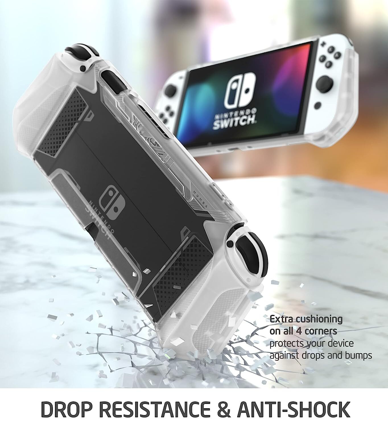 Mumba Dockable Case New for Nintendo Switch OLED 2021 TPU Ergonomics Grip Cover