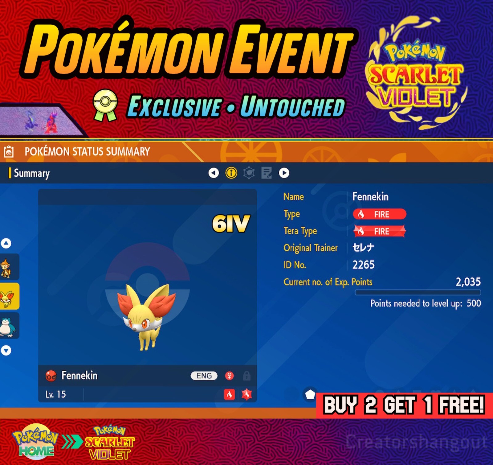 Fennekin 6IV Event ⚡ 2015 Japan Anime Event • English ⚡ Pokémon Scarlet & Violet