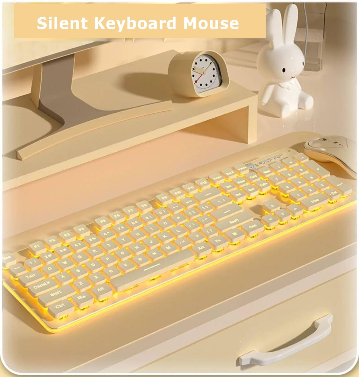 Wireless Keyboard and Mouse Combo, 2.4G Rechargeable Full Sized Backlit Keybo…