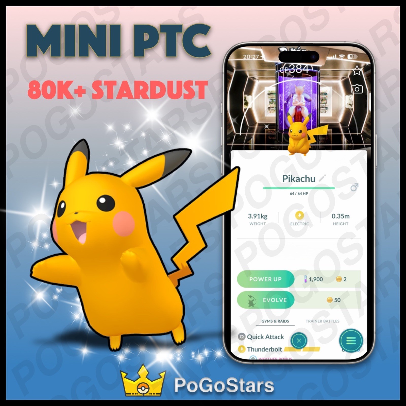 Pokémon PTC GO – Shiny Pikachu – Pokemon Center Shibuya✨Special Background✨