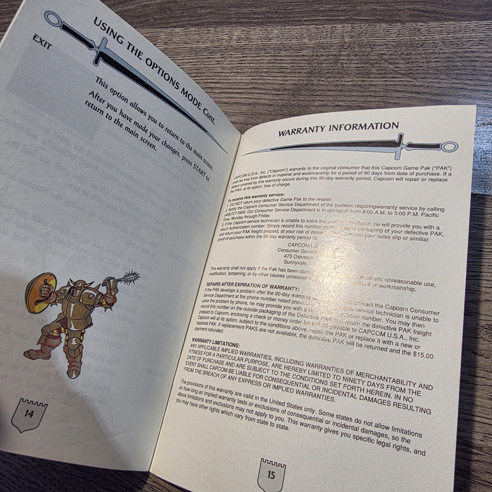 SNES Knights of the Round Manual (Super Nintendo Entertainment System, 1994)