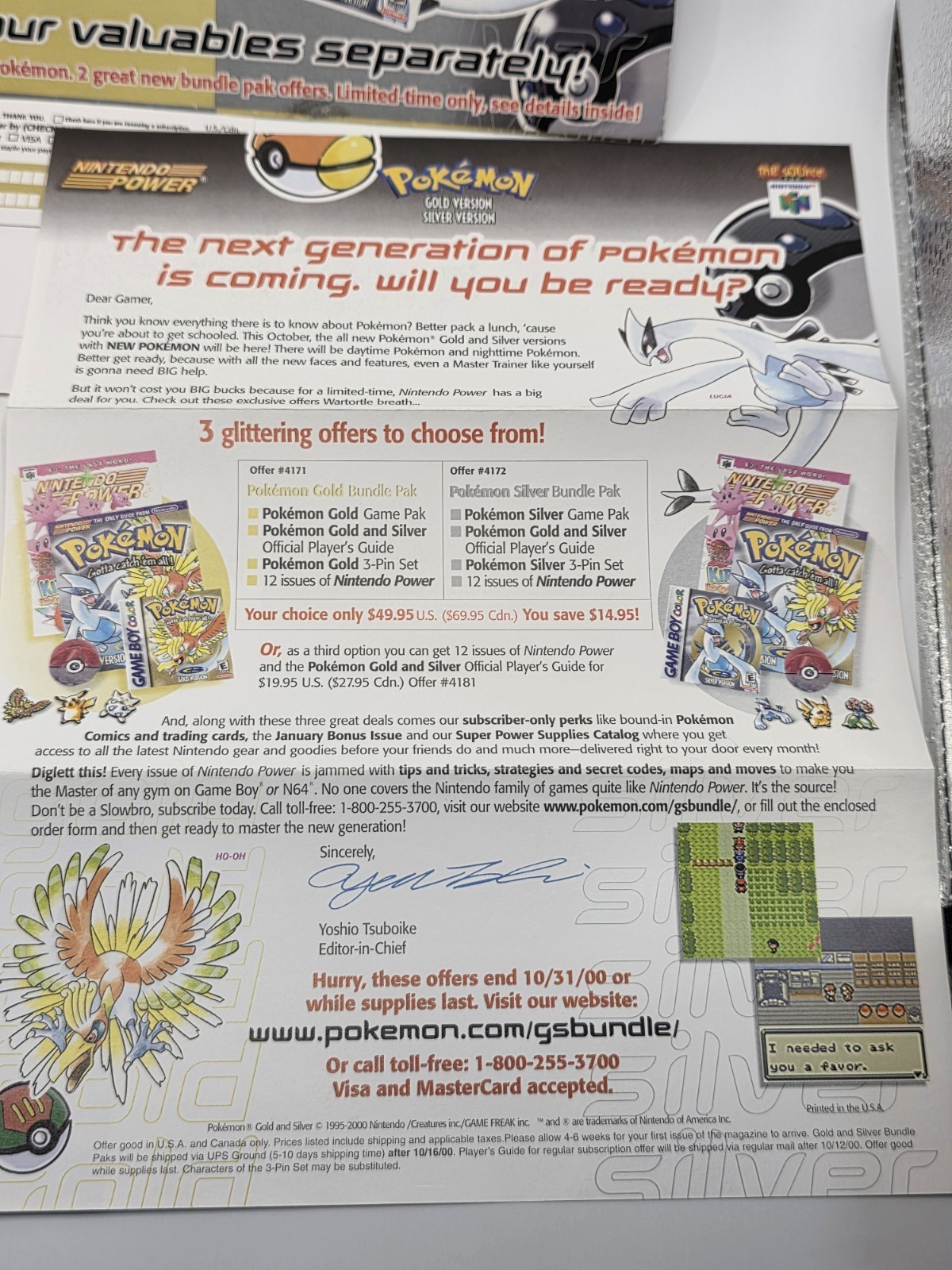 Pokemon Gold Silver Nintendo Power Complete Promo Mailer Packet 2000 Ho-Oh Lugia