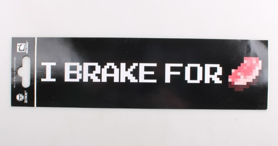 Minecraft I BRAKE FOR PORKCHOP Bumper Sticker (Black) JINX NEW
