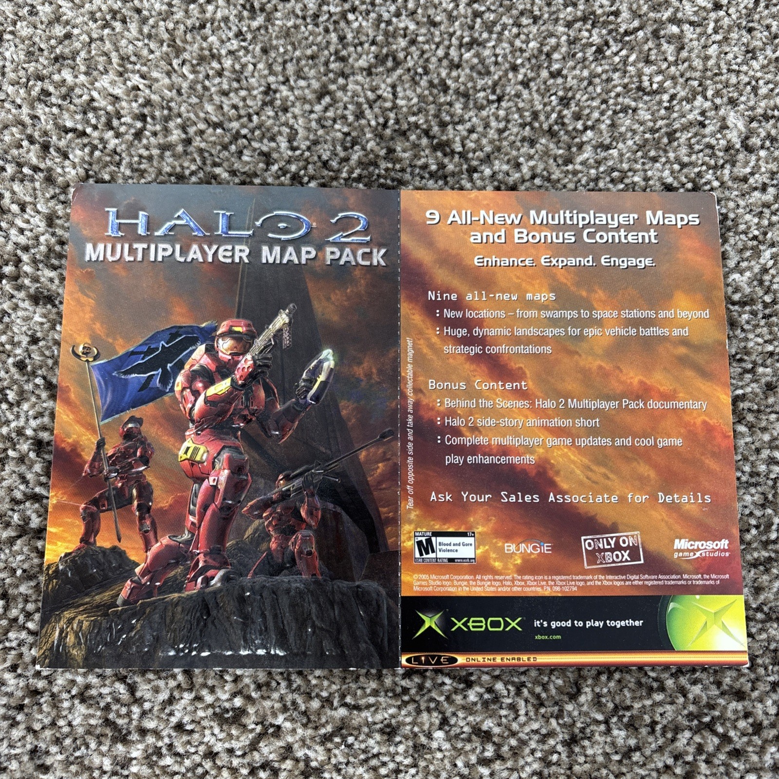 RARE VTG Xbox Halo 2 Multiplayer Map Pack Magnet VIDEO GAME PROMO GIFT IDEA
