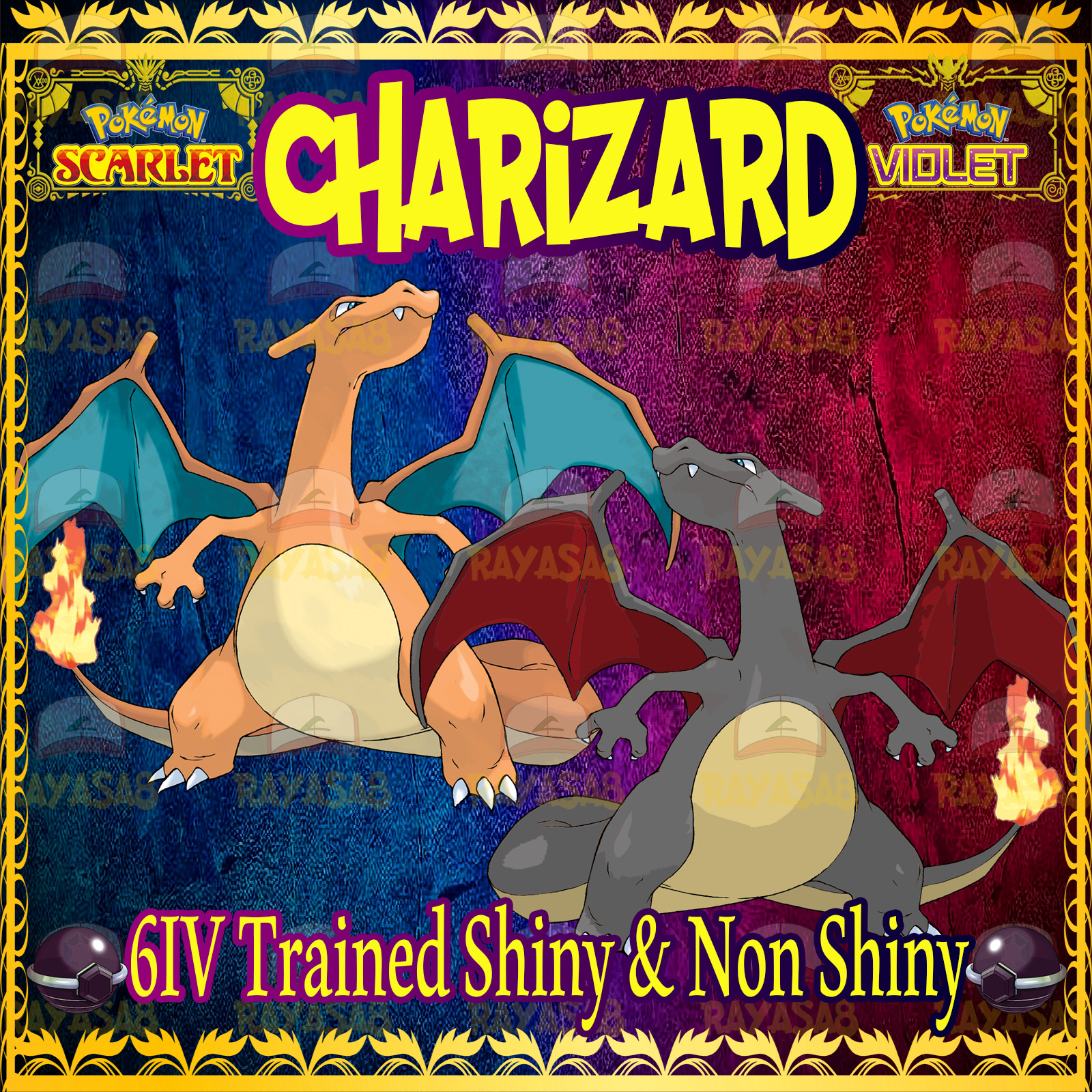 Shiny Charizard Starter 6iv Shiny & Non Shiny ✨Pokemon Scarlet and Violet✨ Home