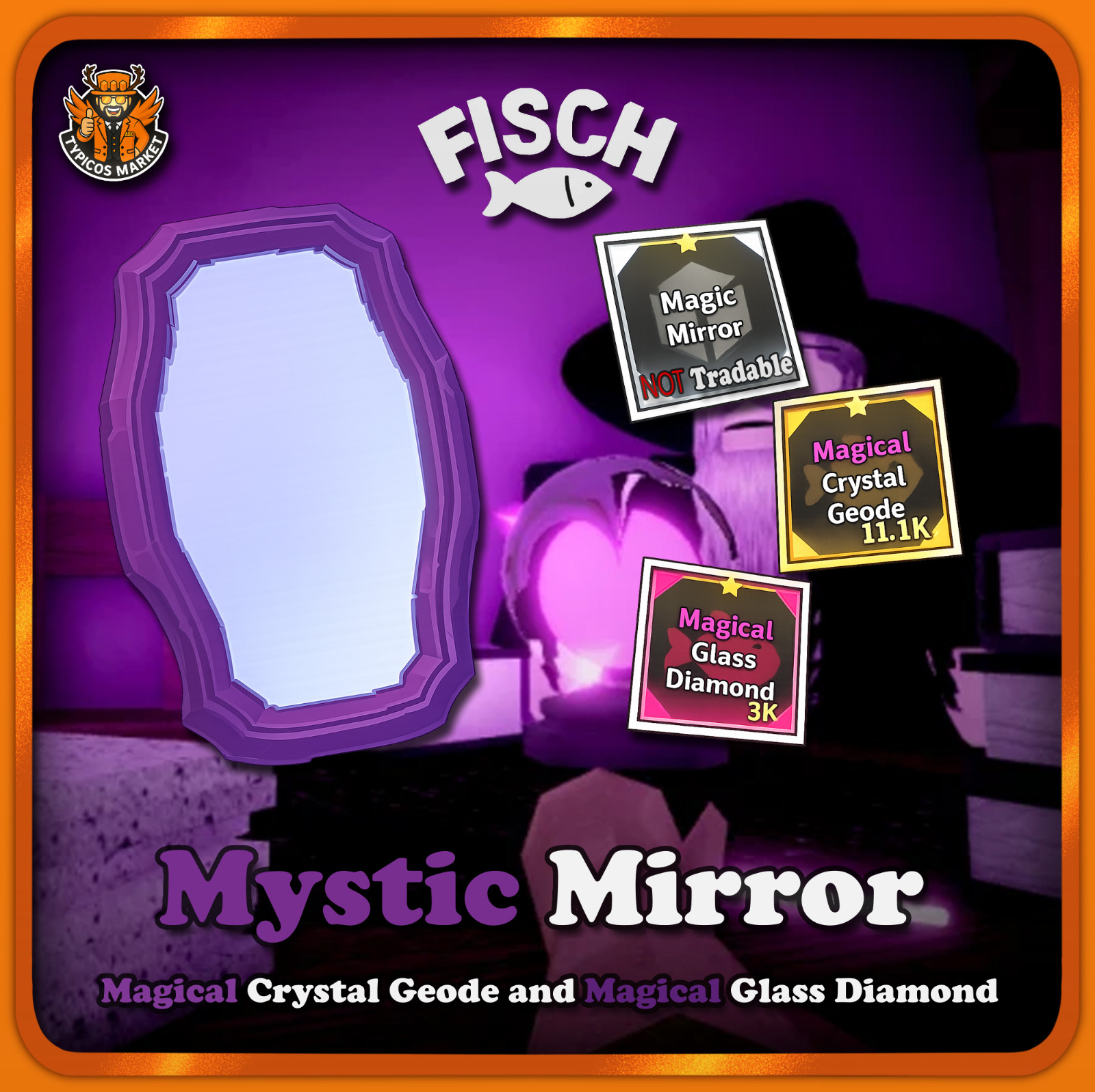 [FISCH] – Mystic Mirror Bundle – [Magical Crystal Geode and Glass Diamond]