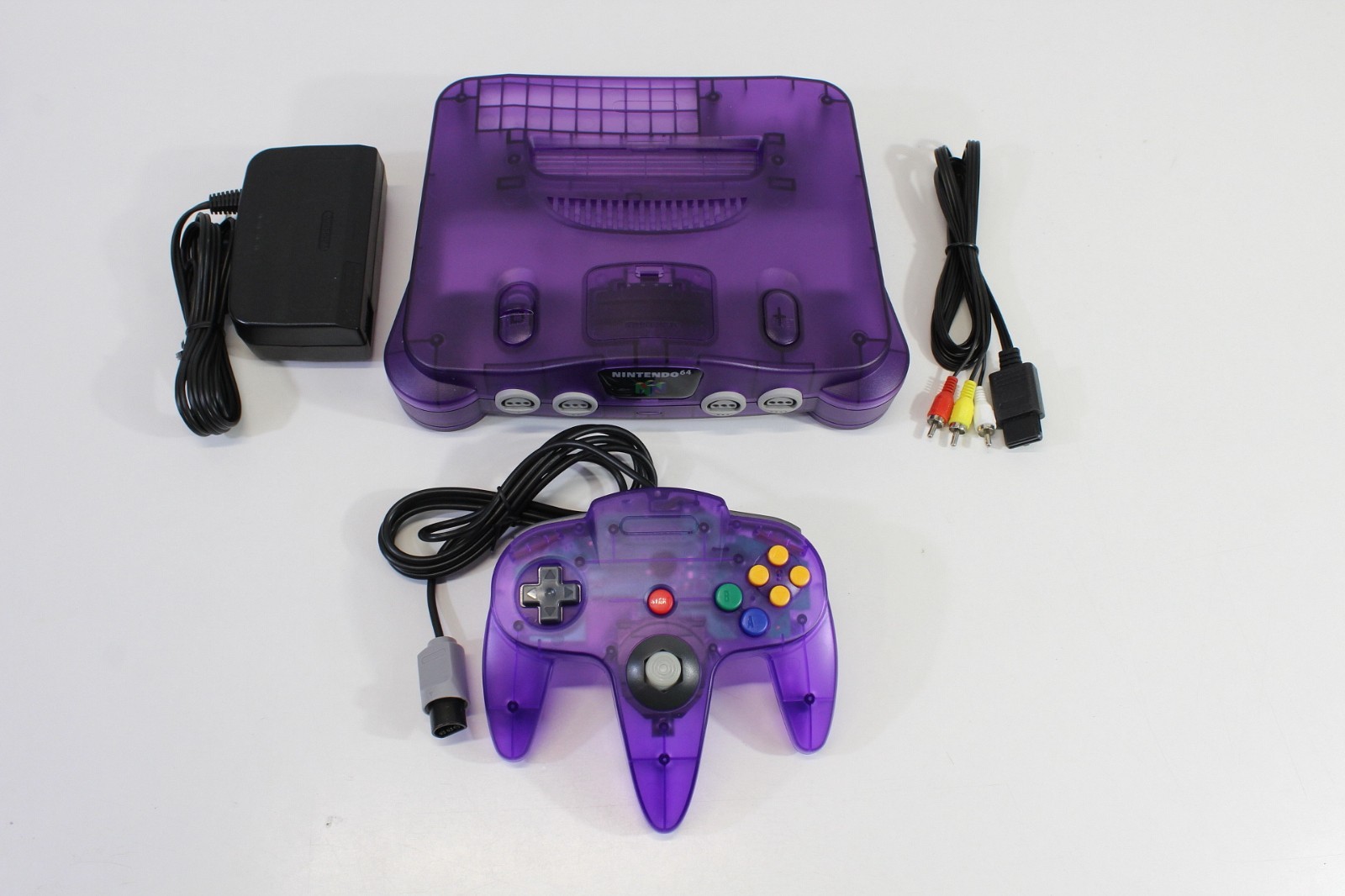 Nintendo 64 Clear Purple Console Controller AC AV Bundle N64 NTSC REGION FREE