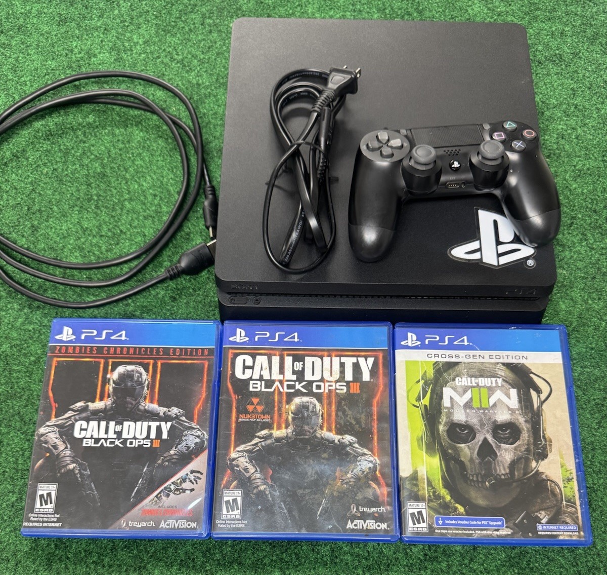 Sony PlayStation 4 Slim 1 TB Console, Controller, Cable, 3 COD Games CUH-2215B