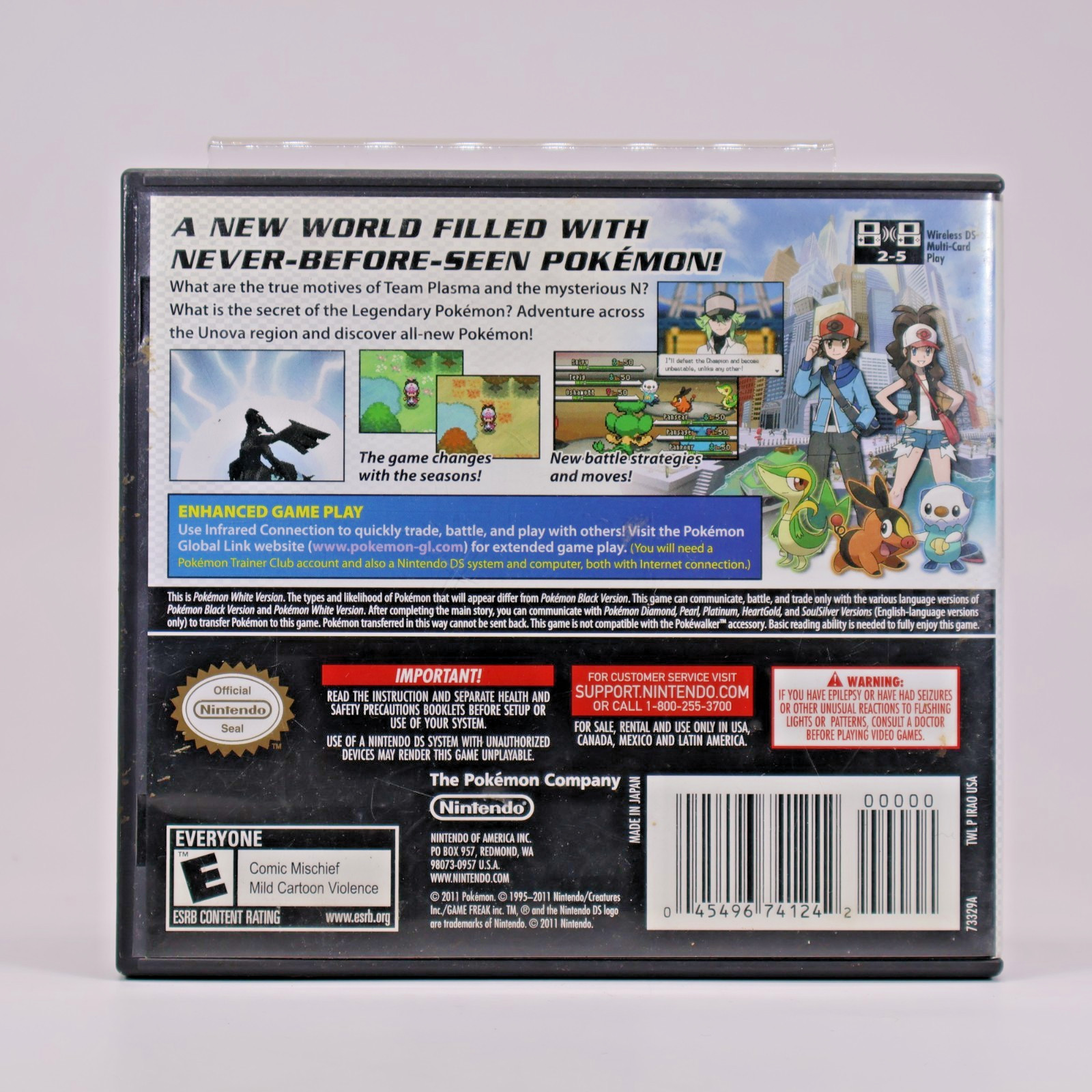 Pokemon White Ver. (DS) Case W/inserts Only – Auth Acceptable Cond