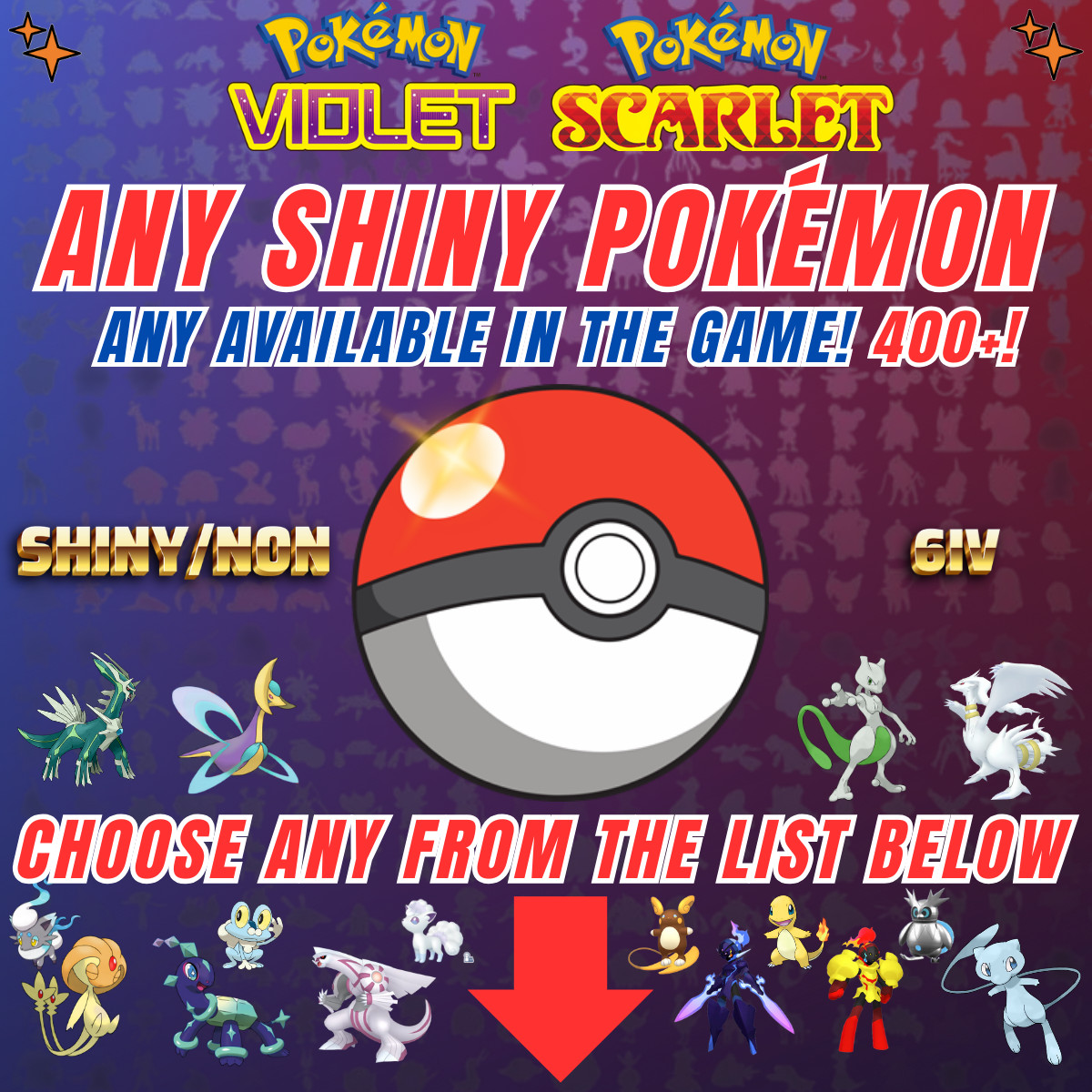 Choose Any SHINY Pokemon (6IV) – Pokemon SCARLET And VIOLET ✨
