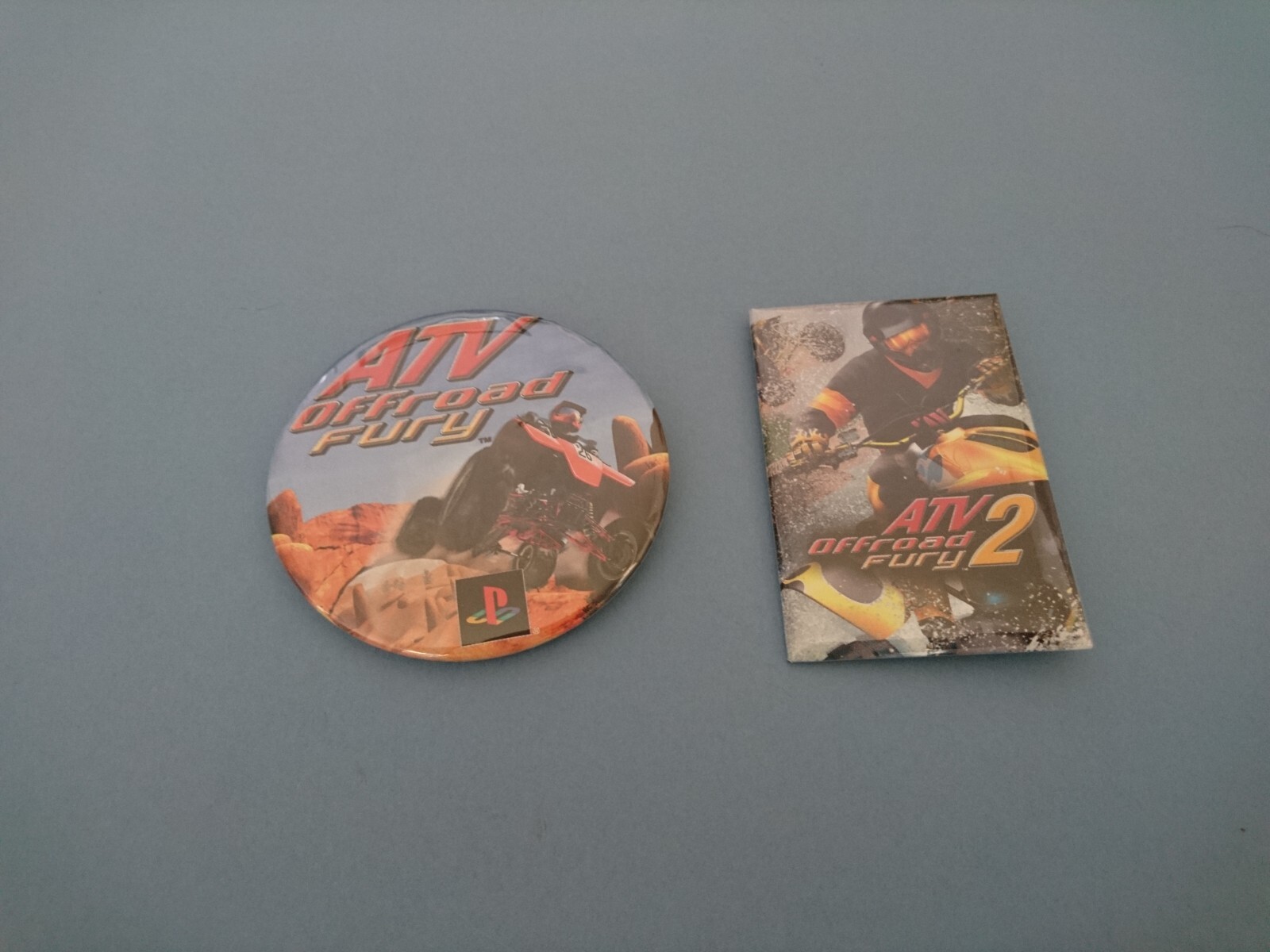 Sony Playstation 2 ATV OFF ROAD FURY 1 & 2 PINS BUTTONS BADGES “NEW & VERY RARE”