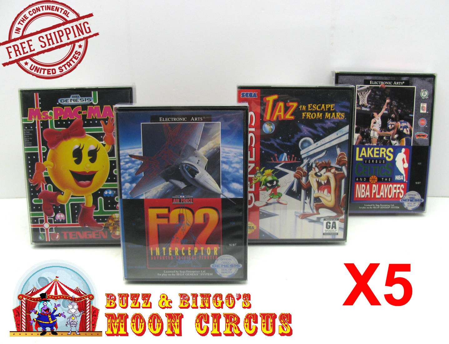 5x SEGA GENESIS CIB GAME – CLEAR PLASTIC PROTECTIVE BOX PROTECTOR SLEEVE CASE