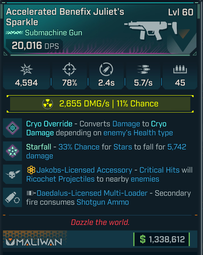 Borderlands 4⭐RADIATION JULIET’S SPARKLE SMG⭐CRYO OR⭐JAKOBS⭐SHOTGUN AMMO