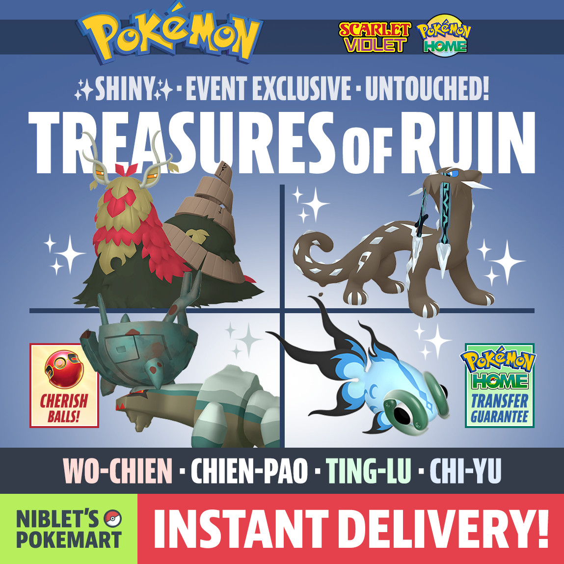 ✨ SHINY TREASURES OF RUIN ✨ for Pokemon Scarlet Violet + Home!