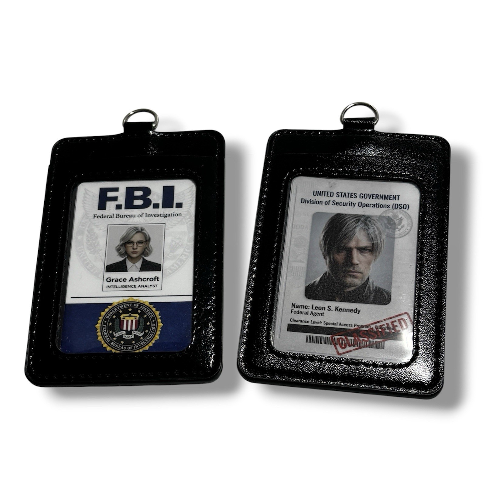 Resident Evil Requiem Leon & Grace Credentials in Badges w/ Lanyards Cosplay