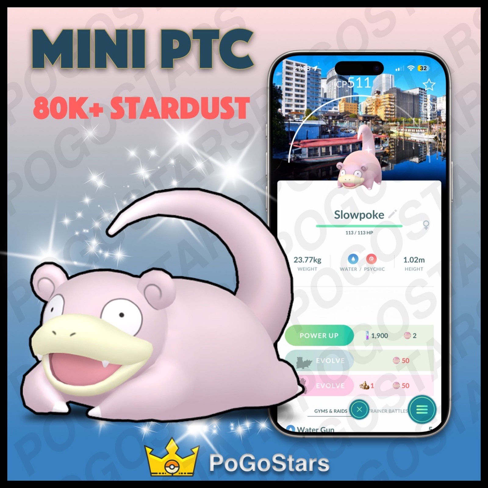 Pokémon PTC GO – Shiny Slowpoke – Shinagawa Stamp Rally✨Special Background✨