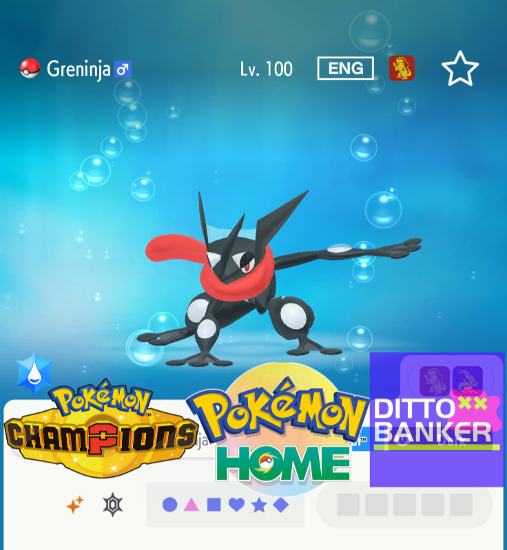 Pokemon Champions/Home Shiny GRENINJA Transfér to HOME Lv.100 Competitive 6IV