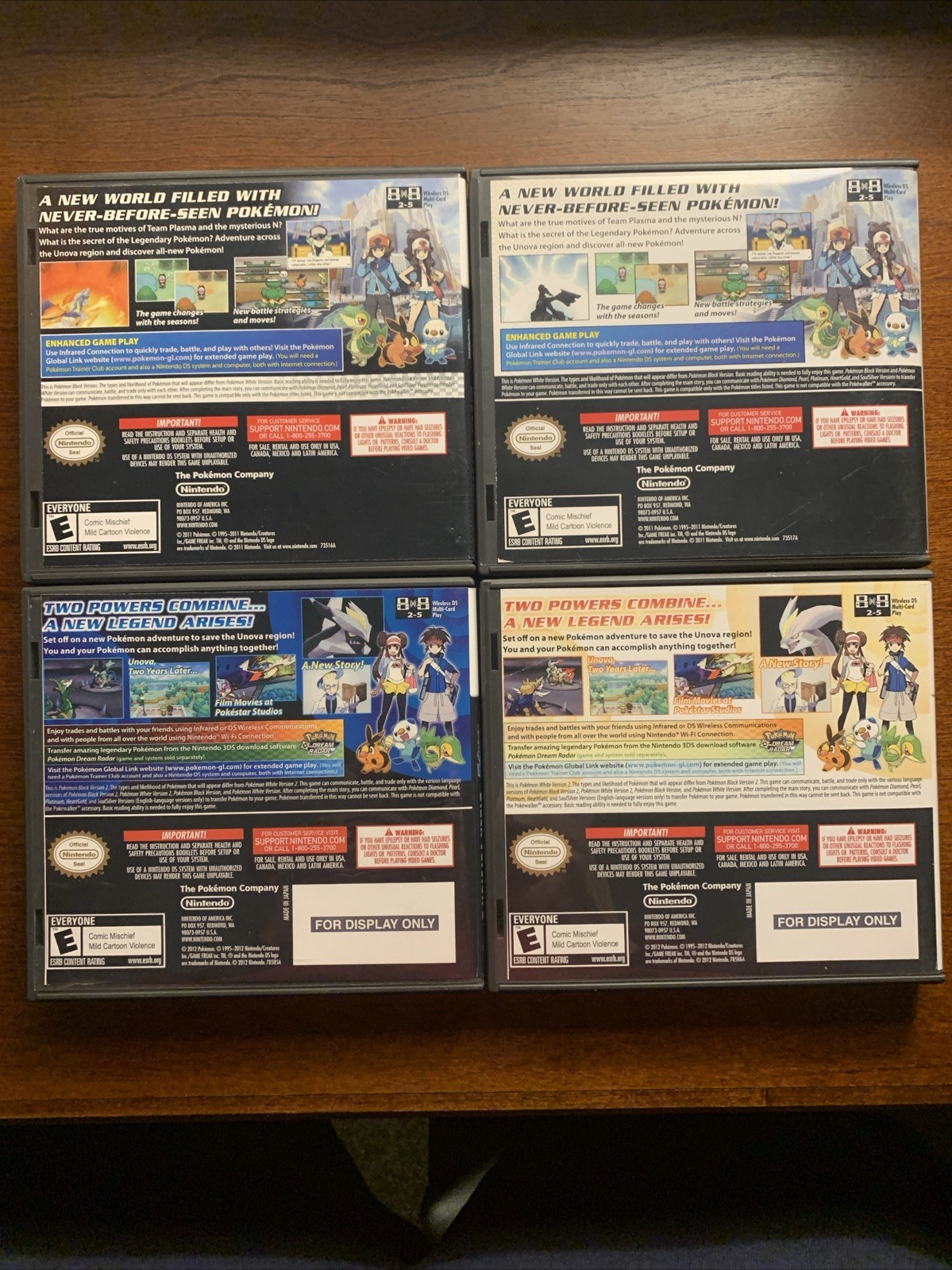 Pokemon White + Black Nintendo DS Replacement *(4) Cases Only NO GAMES – Bundle
