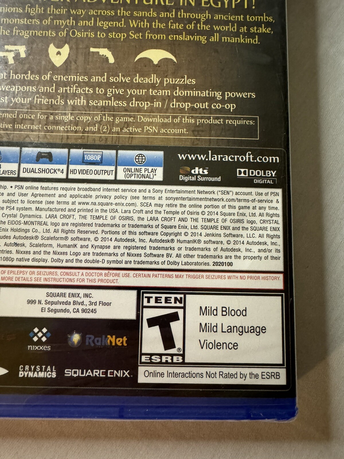 Lara Croft and the Temple of Osiris Code PlayStation 4 PS4 (No Disc) Action