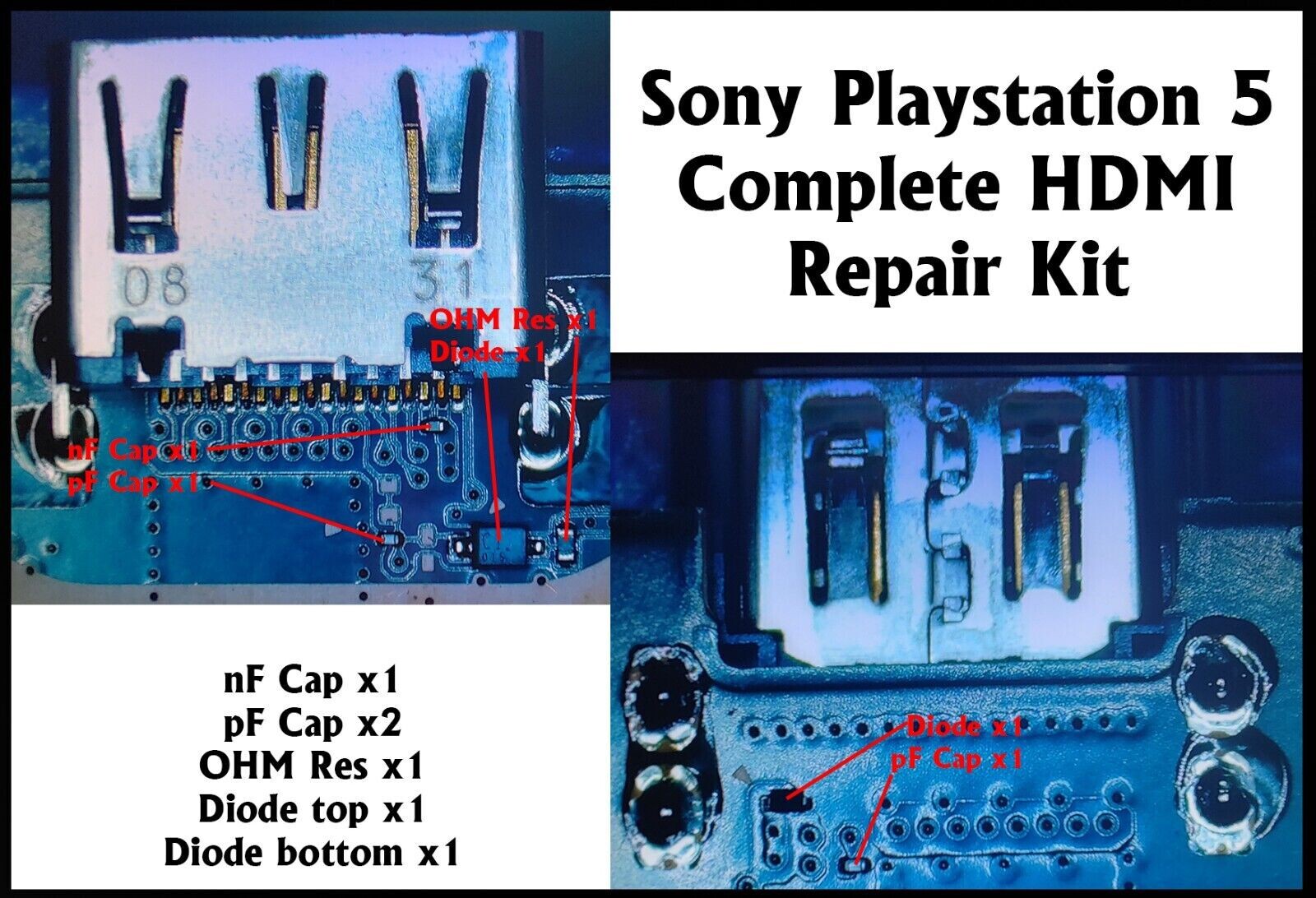 PS5 PlayStation 5 HDMI Port DIODES CAPACITORS RESISTORS COMPONETS SMD FAST USA