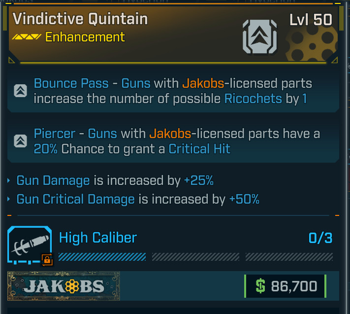Borderlands 4 ⭐VINDICTIVE QUINTAIN ENHANCEMENT⭐JAKOBS⭐GUN DAMAGE, GUN CRIT DMG