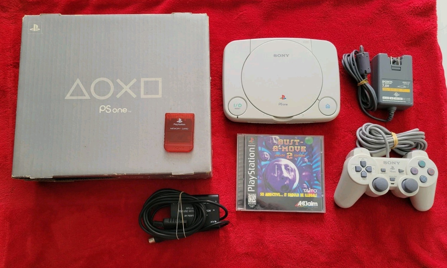 Playstation 1 PSOne Sony SCPH-101 White Console Bundle. TESTED WORKS