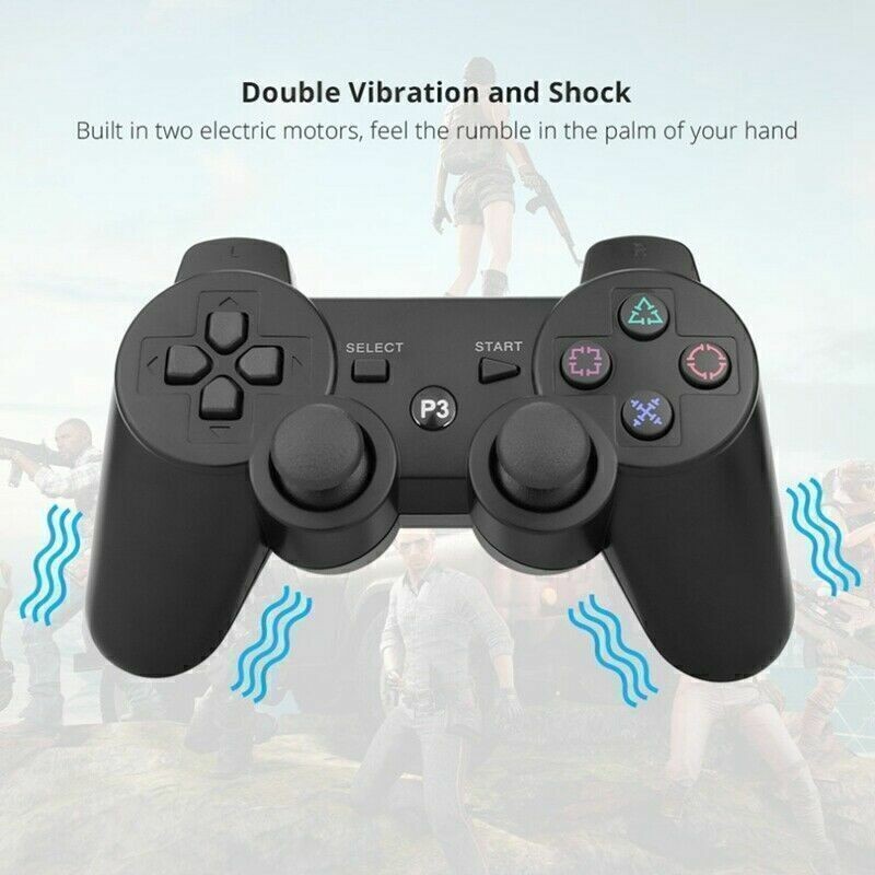 2x Black Wireless Bluetooth Video Game Controller Pad For Sony PS3 Playstation 3