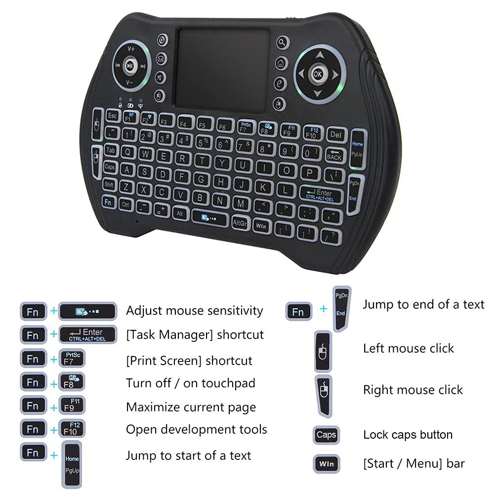 BL Mini Keyboard Wireless with Touchpad and Mouse Keyboard, Multi-color
