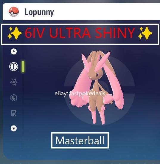 Pokemon Legends ZA ✨ 6IV Shiny Alpha Lopunny ✨Fast 🚀 Masterball Held