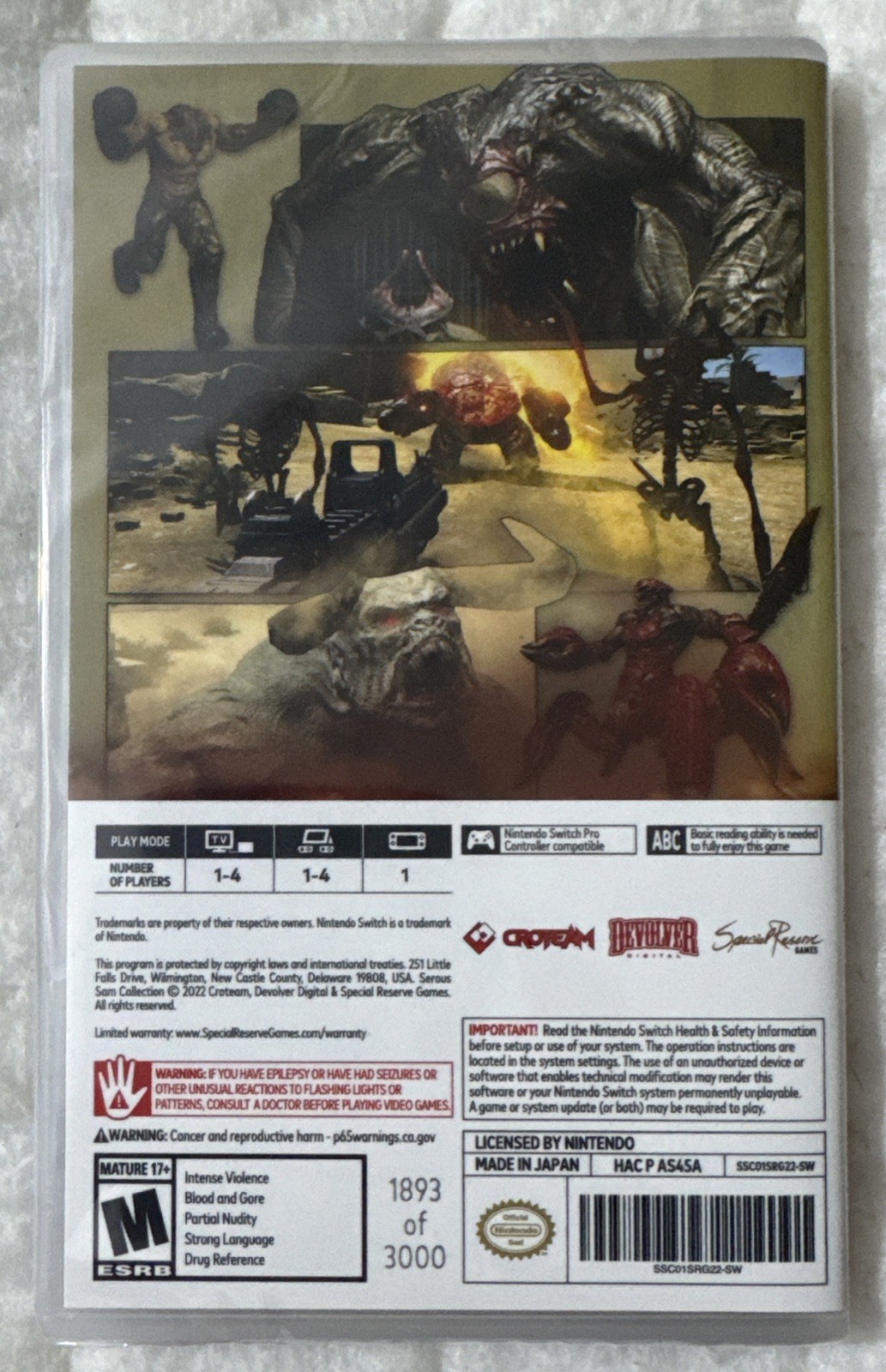 Serious Sam Collection Nintendo Switch Special Reserve Games Numbered New Sealed