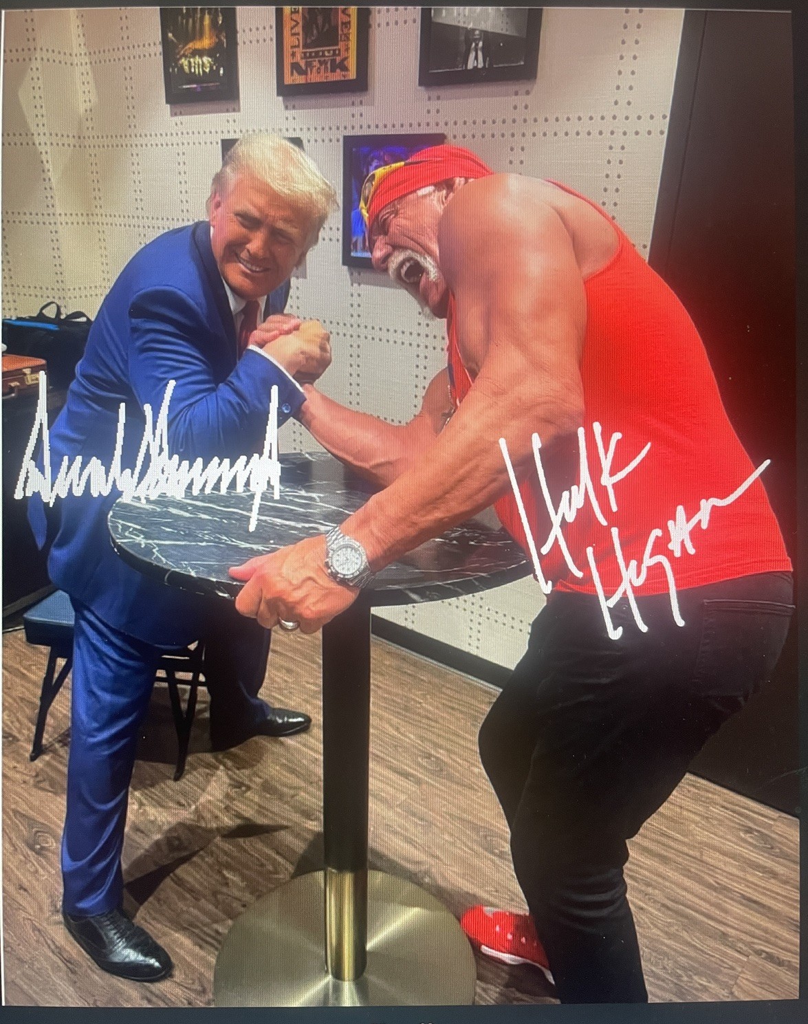 DONALD TRUMP & HULK HOGAN facsimile AUTOGRAPHED 8X10 Color Photo