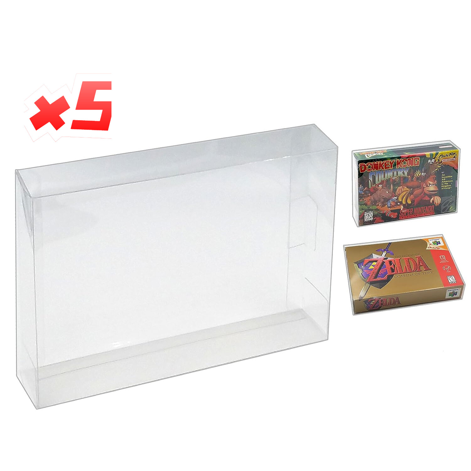 5x SUPER NINTENDO SNES CIB – CLEAR PLASTIC PROTECTIVE BOX PROTECTOR SLEEVE CASE