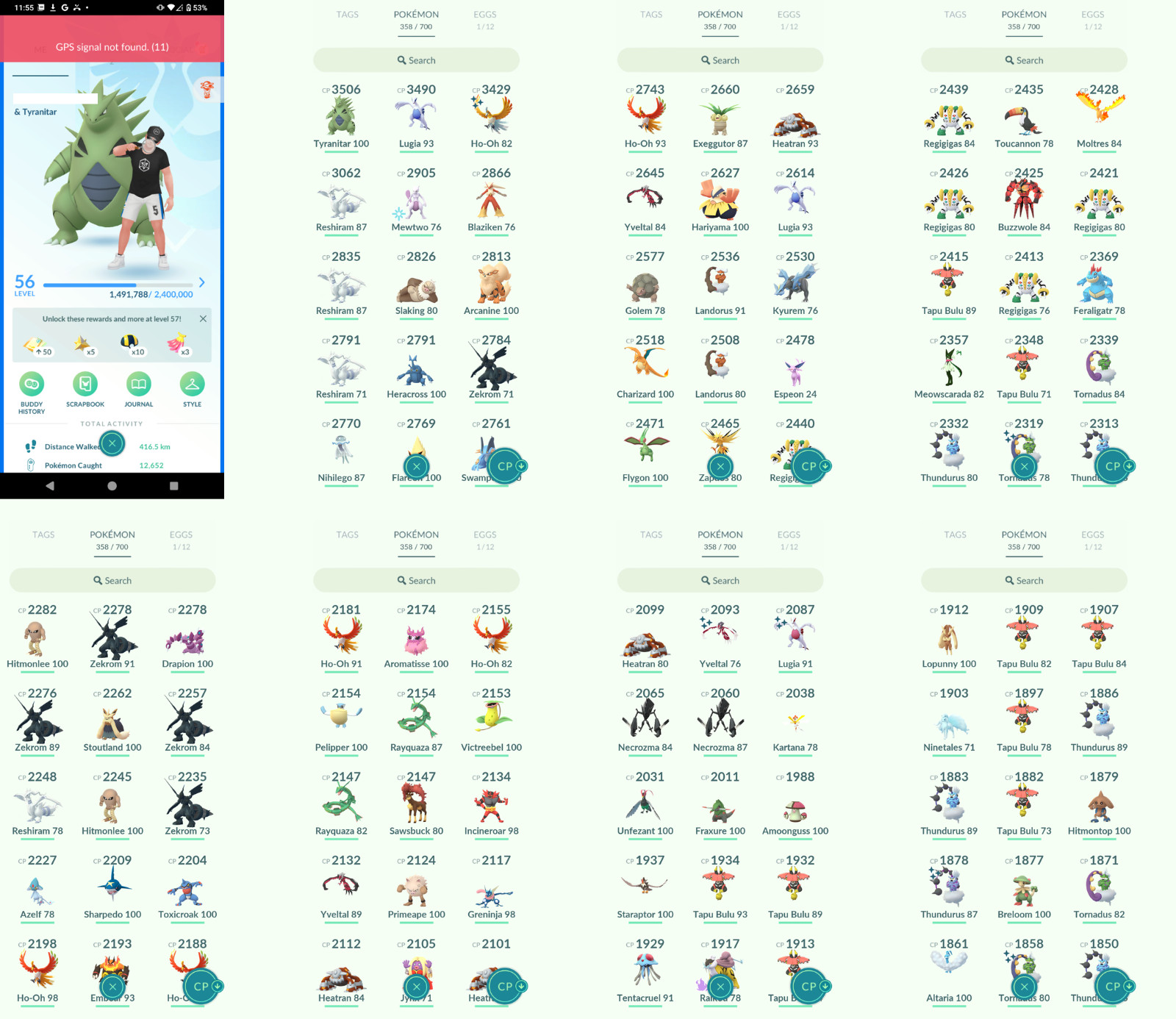Pokémon Acc Go – Level 56 – 18 Shiny – 88 Legendary – Instant D3livery