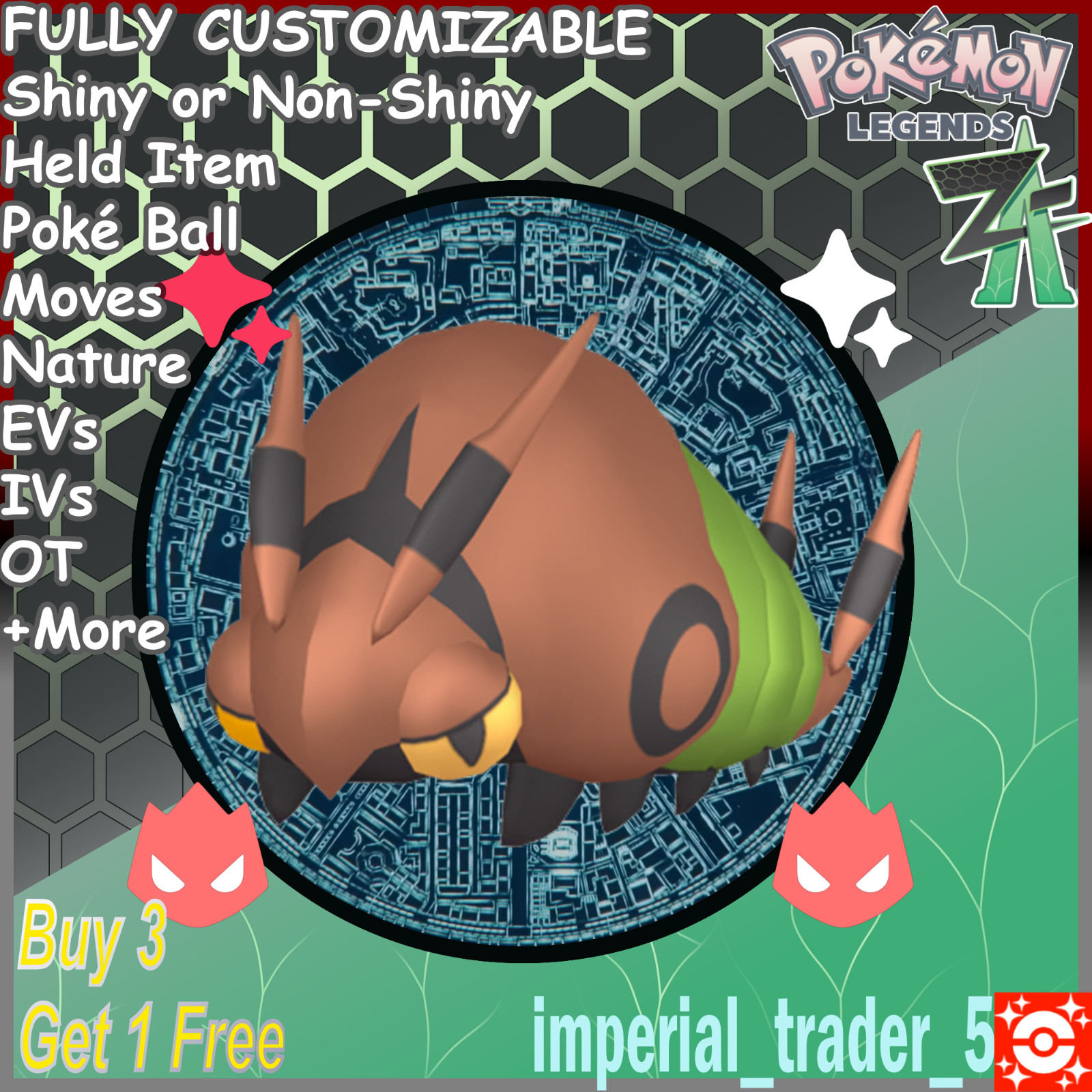 Pokémon Legends Z-A ✨ Alpha Shiny Venipede ✨ Best 6IV Customizable