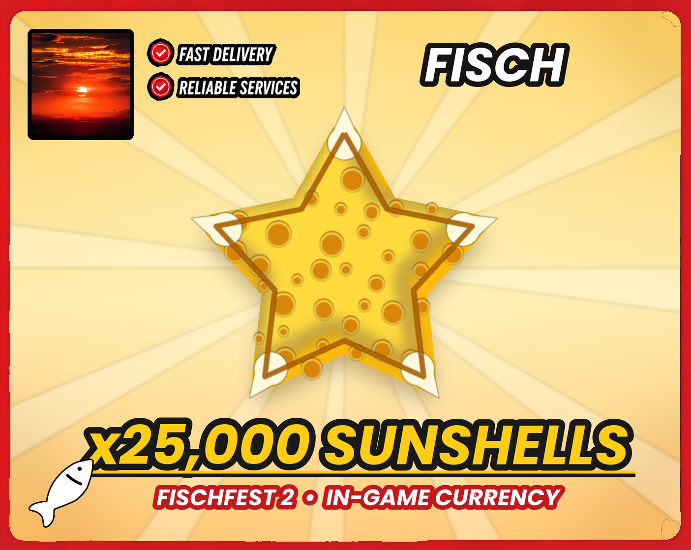 🔥 25,000 SunShells Fisch Roblox FischFest 2 Currency Cheap Fast Safe Delivery